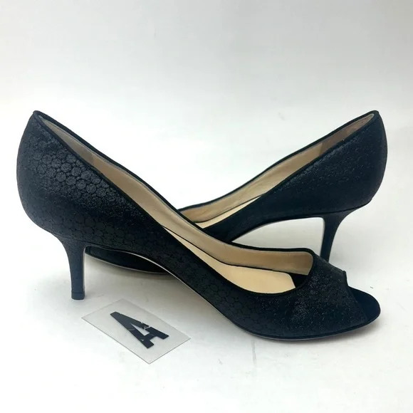 Jimmy Choo Isabel Black Glitter Heels sz 7.5 - Picture 4 of 13